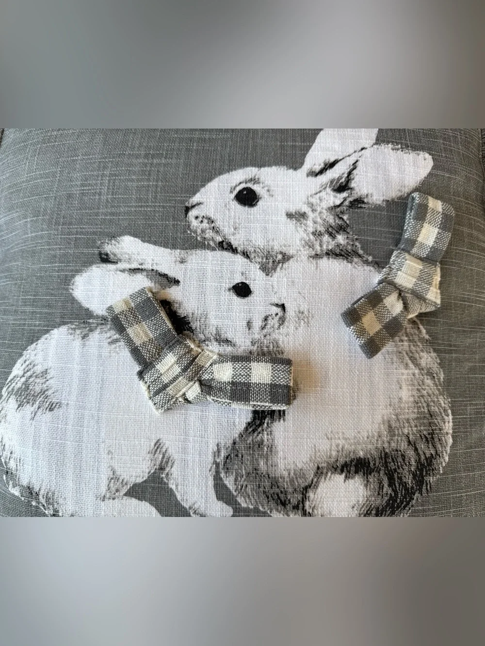 Gray Bunny 20X20 Farmhouse Decorative Fringe & Checkered Throw Pillow